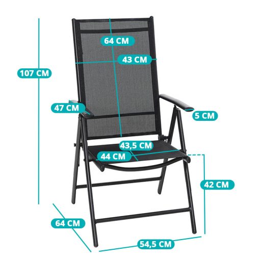 Scaun pliabil de gradina din aluminiu, 2 buc