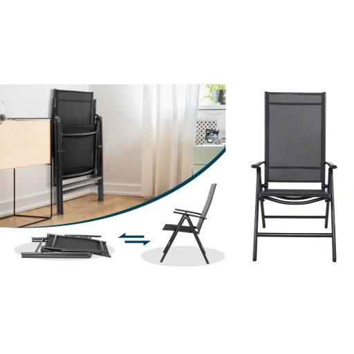 Scaun pliabil de gradina din aluminiu, 2 buc