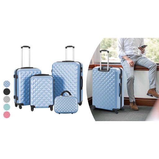 Set valiza de calatorie cu geanta cosmetica-albastru otel