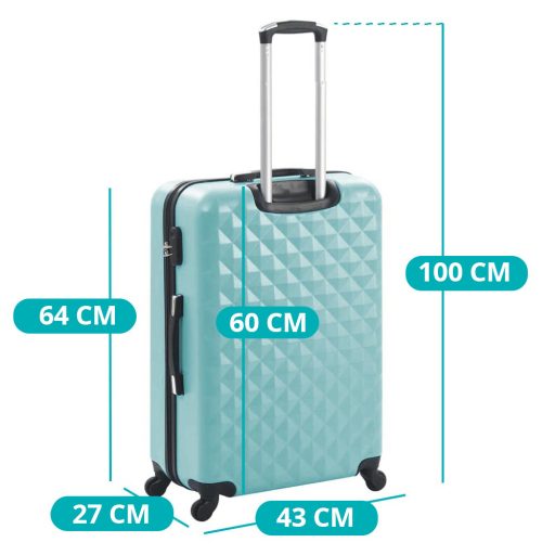 Set valiza de calatorie cu geanta cosmetica-verde menta