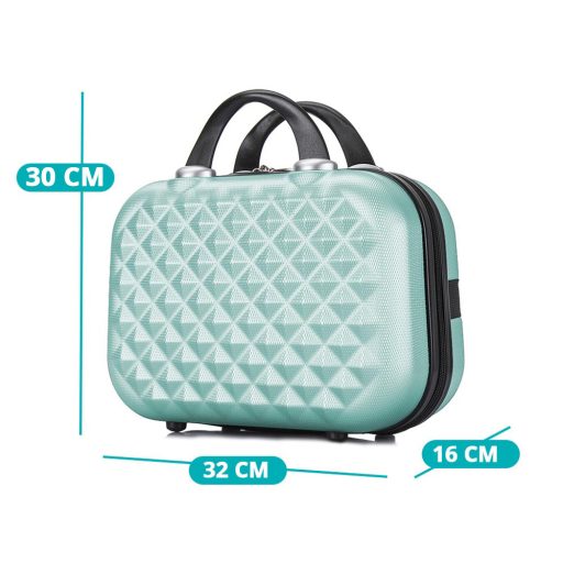 Set valiza de calatorie cu geanta cosmetica-verde menta