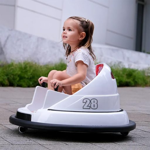 Dodgem electric pentru copii, 6V, cu baterie si telecomanda, alb