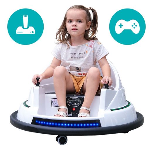 Dodgem electric pentru copii, 6V, cu baterie si telecomanda, alb