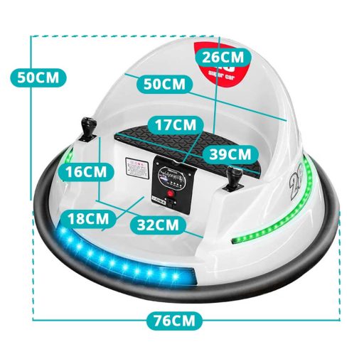 Dodgem electric pentru copii, 6V, cu baterie si telecomanda, alb
