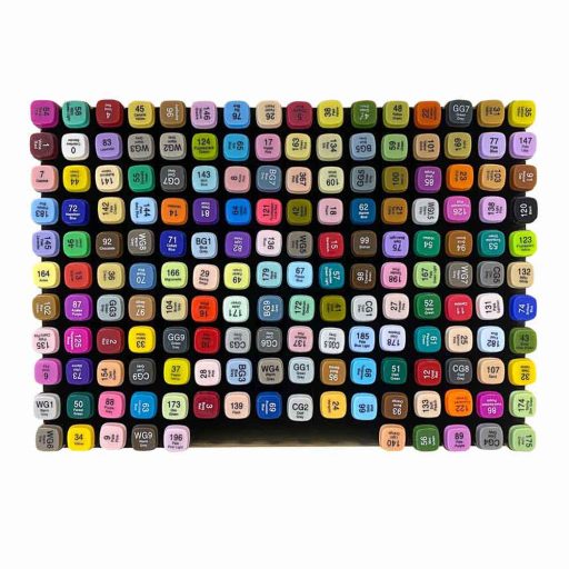 Set de 170 markere cu doua varfuri in cutie de lemn cadou, pictabila