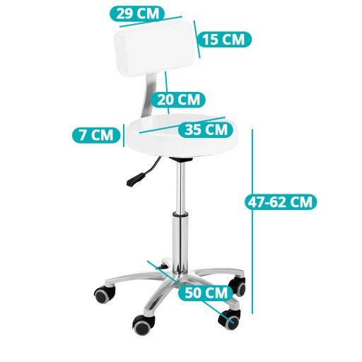 Scaun de cosmetica cu spatar-alb