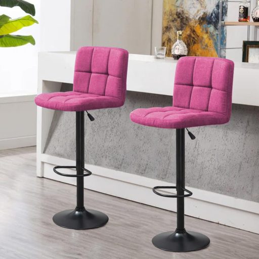 Scaune de bar tapitate 2 buc-pink