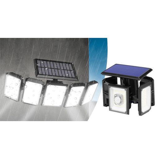 Lampa solara rotativa cu 5 panouri, 300 LED
