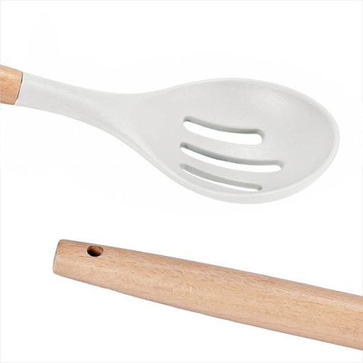 Set ustensile de bucatarie 14 piese, cu cap din silicon termorezistent si suport, in mai multe culori