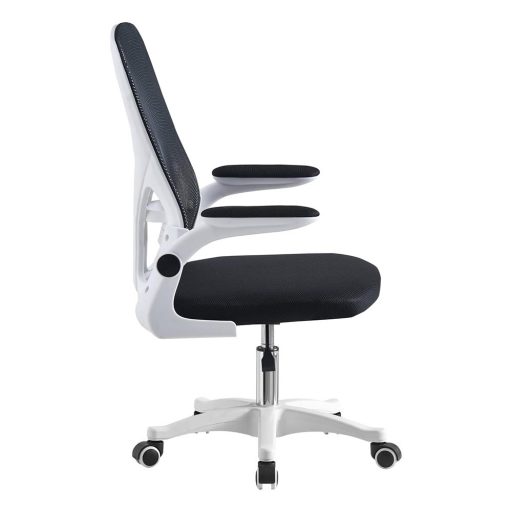 Scaun de birou ergonomic cu cotiera rabatabila, alb