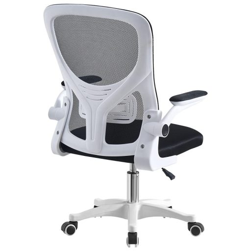 Scaun de birou ergonomic cu cotiera rabatabila, alb