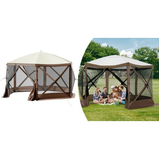 Cort camping impermeabil pentru 8 persoane, cu depozitare si plasa de tantari