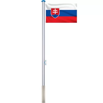   Stalp pentru steag, cu drapelul Slovaciei cu doua fete de 90x150 cm