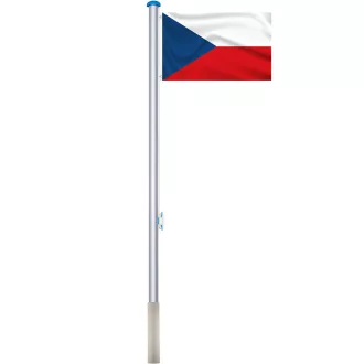  Stalp pentru steag, cu drapelul Cehiei cu doua fete de 90x150 cm