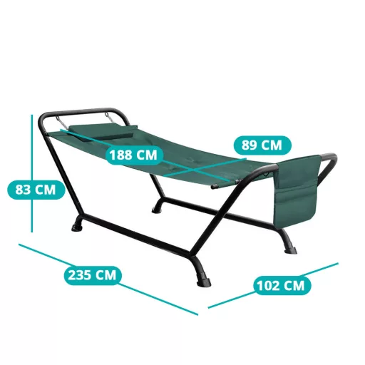 Hamac cu suport cu 2 picioare, verde inchis