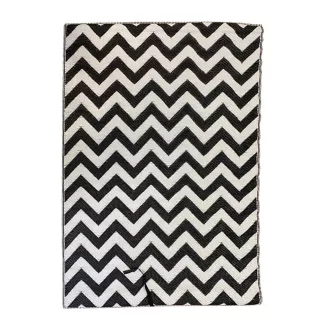 Covor de exterior, cu doua fete, 180x120 cm, alb-negru