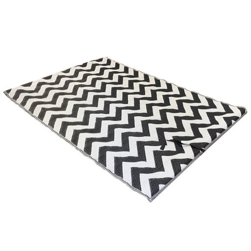 Covor de exterior, cu doua fete, 180x120 cm, alb-negru