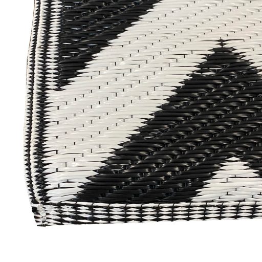 Covor de exterior, cu doua fete, 180x120 cm, alb-negru