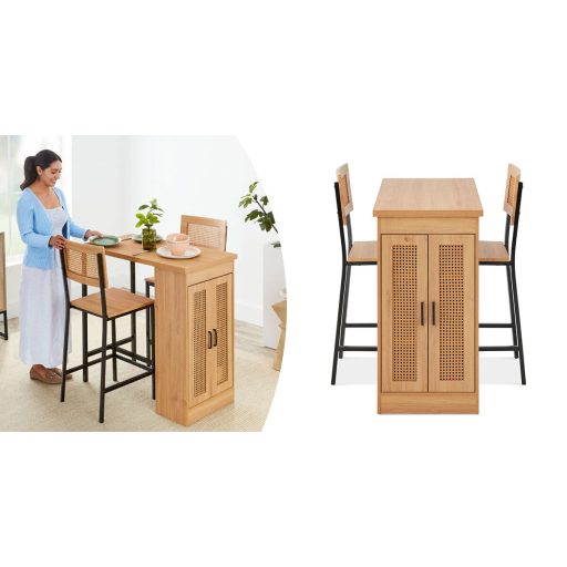 Set de dining inaltat, cu 3 piese si spatiu de depozitare
