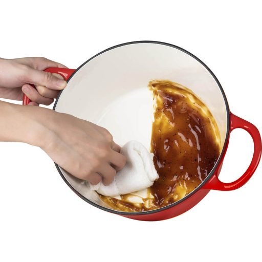 Oala din fonta emailata cu capac, 4 L, rosu