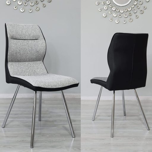 Scaun de bucatarie Lisa, 2 buc, gri-negru