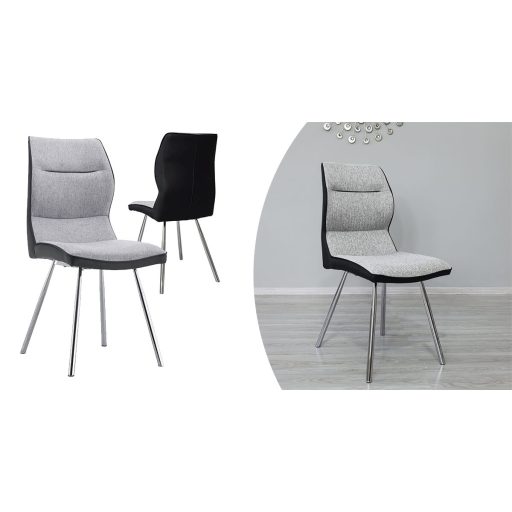 Scaun de bucatarie Lisa, 2 buc, gri-negru
