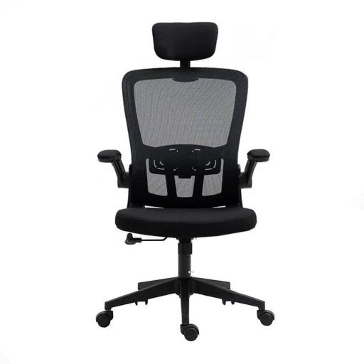 Scaun de birou ergonomic cu suport lombar si tetiera, negru