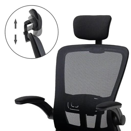 Scaun de birou ergonomic cu suport lombar si tetiera, negru
