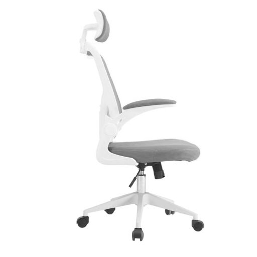 Scaun de birou ergonomic cu suport lombar si tetiera, gri