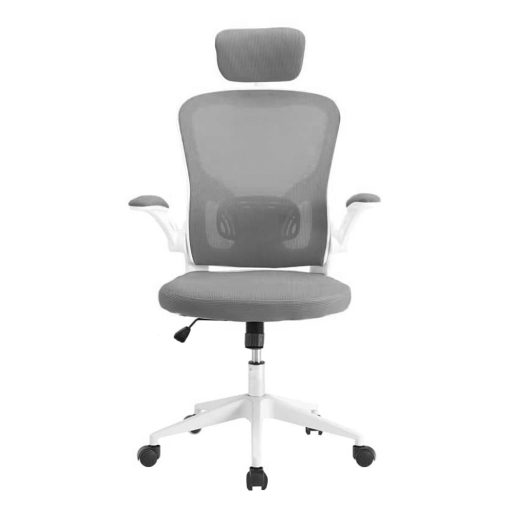 Scaun de birou ergonomic cu suport lombar si tetiera, gri