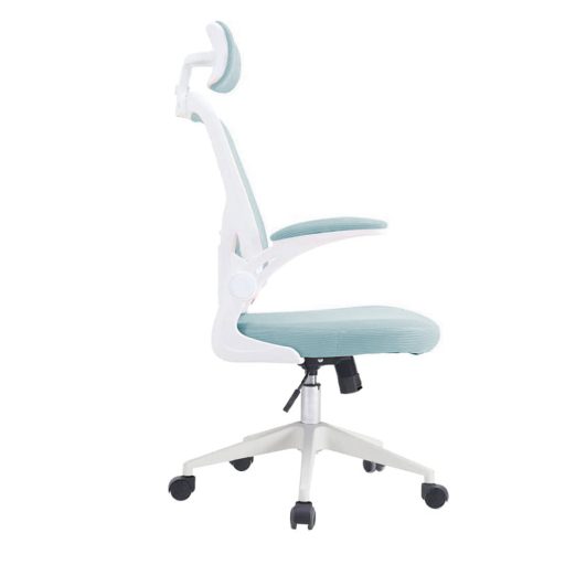 Scaun de birou ergonomic cu suport lombar si tetiera, albastru deschis