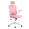 Scaun de birou ergonomic cu suport lombar si tetiera, roz