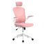 Scaun de birou ergonomic cu suport lombar si tetiera, roz