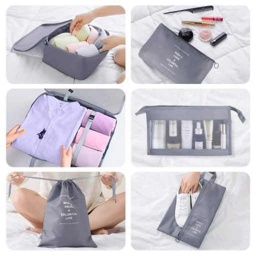 Set organizator pentru bagaje, 8 piese, gri
