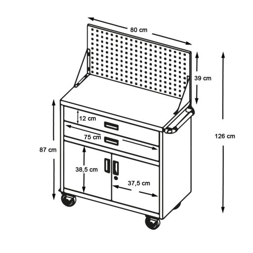 Carucior de atelier mobil, pentru scule
