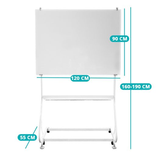 Tabla flipchart magnetica, pe roti, din sticla, 120x90 cm