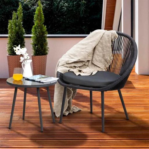 Fotoliu pentru exterior/interior, set de 2 bucati, cu masuta