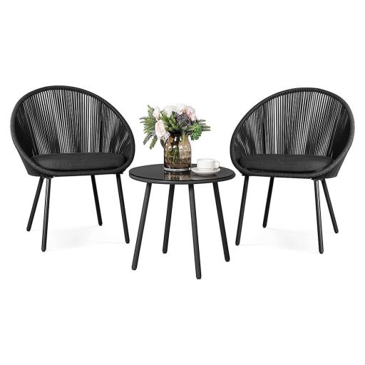 Fotoliu pentru exterior/interior, set de 2 bucati, cu masuta