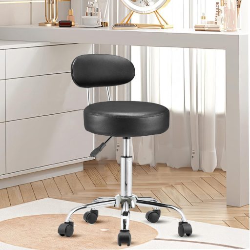 Scaun cosmetic cu spatar, negru
