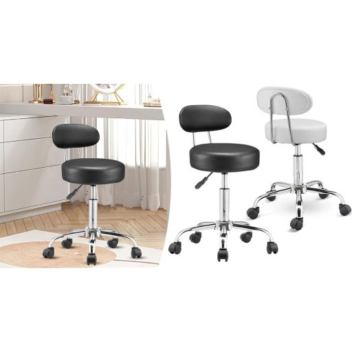 Scaun cosmetic cu spatar, negru
