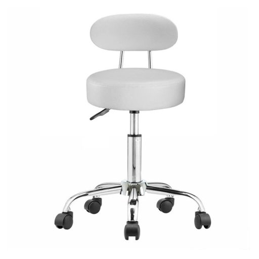 Scaun cosmetic cu spatar, alb