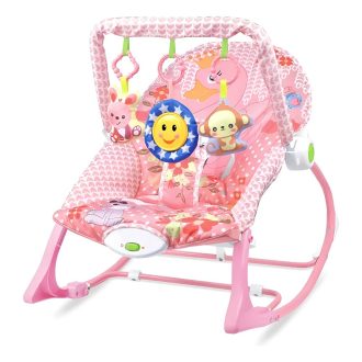 Balansoar cu vibrații și muzică, până la 18 kg, roz
