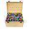 Set de markere pe baza de alcool cu doua capete, in cutie de lemn, 176 bucati