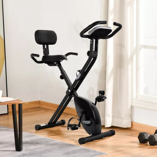 Bicicletă de exerciții pliabilă cu spătar