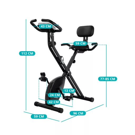 Bicicletă de exerciții pliabilă cu spătar