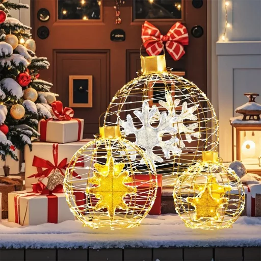 Set de 3 Lămpi Globuri LED de Crăciun 732LED