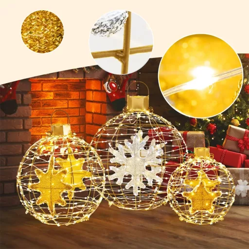 Set de 3 Lămpi Globuri LED de Crăciun 732LED