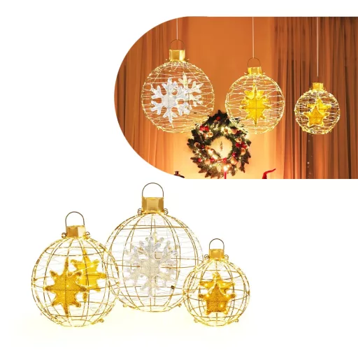 Set de 3 Lămpi Globuri LED de Crăciun 732LED
