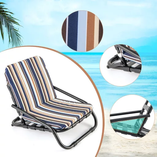 Set de 2 scaune de plajă cu perne