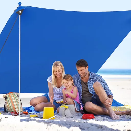 Protecție solară portabilă cu 4 saci de nisip 3x3x2 m UV50+